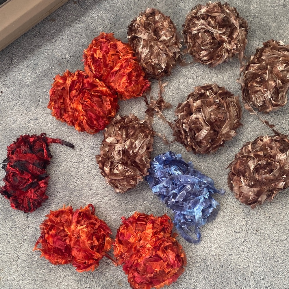 Assorted Yarn Bundle in Brown, Red, and Blue